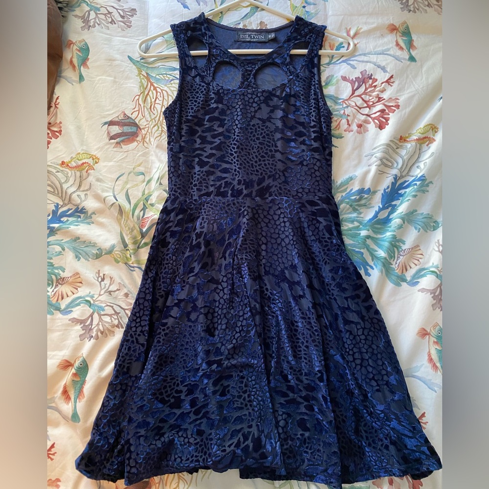 Evil Twin Navy Blue Printed Mini Dress Size XS